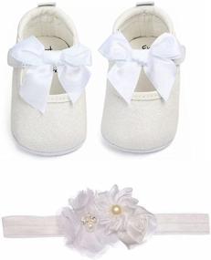 img 2 attached to 👧 Sequined Bowknot Anti-Slip Headband Girls' Shoes - Flats