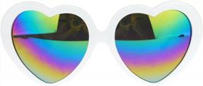 img 4 attached to Heart-Shaped Women'S Sunglasses With Rusta Mirror Lens & Plastic Frame
