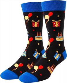 img 3 attached to Оригинальные носки с едой для мужчин - носки HappyPop с забавными узорами в виде пончиков, бургеров и солений в качестве подарков для пончиков