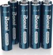 8 pack bonai 600mah high capacity aaa rechargeable solar batteries - perfect for solar lights replacement logo