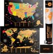 "newverest scratch off united states and world map, 2-in-1 trek scratchers bundle - large size detailed travel art posters, fits 24"" x 17"" frame, comes with scratch tool, 20 push pins in gift tube" 1 logo