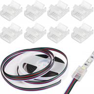 5pin led strip connectors 12mm solderless 8 pcs with 16.4ft extension cable 5 conductor for waterproof or non-waterproof 12mm wide rgbw rgbww led strip lights logo