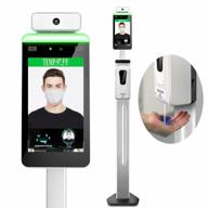non-contact face recognition temperature measurement automatic infrared body temperature thermal scanner kiosk access control system with face comparison library (stand with hand sanitizer dispenser) logo