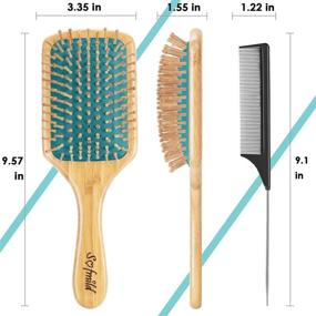 img 1 attached to Экологичная бамбуковая щетка для волос и расческа Detangle для более здоровых и блестящих волос