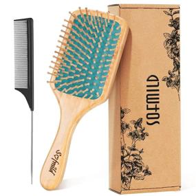 img 4 attached to Eco-Friendly Bamboo Hair Brush And Detangle Comb For Healthier, Shinier Hair