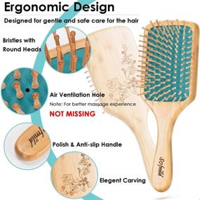 img 3 attached to Экологичная бамбуковая щетка для волос и расческа Detangle для более здоровых и блестящих волос