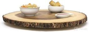 img 3 attached to 🍽️ Lipper International Acacia Wood Large Slab Lazy Susan: Stylish Serving Tray with Rustic Bark Rim