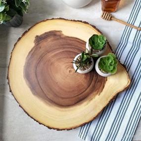 img 2 attached to 🍽️ Lipper International Acacia Wood Large Slab Lazy Susan: Stylish Serving Tray with Rustic Bark Rim