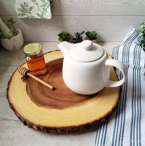 img 1 attached to 🍽️ Lipper International Acacia Wood Large Slab Lazy Susan: Stylish Serving Tray with Rustic Bark Rim