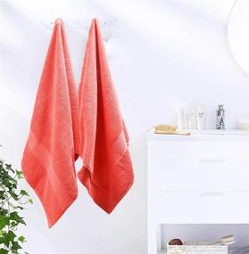 img 2 attached to GLAMBURG 4 Pack Bath Towel Set, 100% Combed Cotton Large Bath Towels, Gym Towels 27"X54" - 600 GSM Luxury Hotel Quality Ultra Soft Super Absorbent Towels For Bathroom - Living Coral