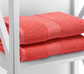 img 1 attached to GLAMBURG 4 Pack Bath Towel Set, 100% Combed Cotton Large Bath Towels, Gym Towels 27"X54" - 600 GSM Luxury Hotel Quality Ultra Soft Super Absorbent Towels For Bathroom - Living Coral