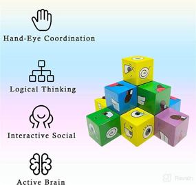 img 1 attached to 🧩 Expressions Matching Block Wooden Puzzles: Face-Changing Magic Cube for Educational Montessori Learning and Parent-Child Bonding Games (64 Cards)