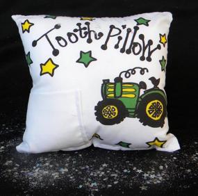 img 1 attached to 🎀 Bunnies and Bows Tooth Fairy Pillow: Backhoe/Tractor/Truck Design with Tooth Fairy Dust and Poem - 6.5"x6.5"x2" Handmade in USA