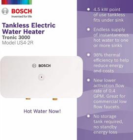 img 3 attached to Bosch Thermotechnology 7736505868, 4.5KW, Bosch US4-2R Tronic 3000 Electric Tankless Water Heater, 4.5 KW, 6.6" X 12.8" X 2.9", White