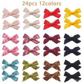 img 3 attached to 🎀 24 Pieces / 12 Pairs Velvet Hair Bows Clips for Baby Girls - 4 Inch Hair Bows with Metal Hair Clips, Barrettes & Accessories for Toddlers, Little Girls, School Girls, and Teens