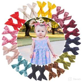 img 4 attached to 🎀 24 Pieces / 12 Pairs Velvet Hair Bows Clips for Baby Girls - 4 Inch Hair Bows with Metal Hair Clips, Barrettes & Accessories for Toddlers, Little Girls, School Girls, and Teens