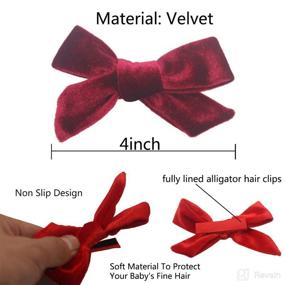 img 2 attached to 🎀 24 Pieces / 12 Pairs Velvet Hair Bows Clips for Baby Girls - 4 Inch Hair Bows with Metal Hair Clips, Barrettes & Accessories for Toddlers, Little Girls, School Girls, and Teens