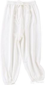 img 4 attached to 👶 Durable and Stylish PAUBOLI Baby Long Bloomers: Soft Slub Cotton Harem Pants for Boys and Girls (12M-7T)