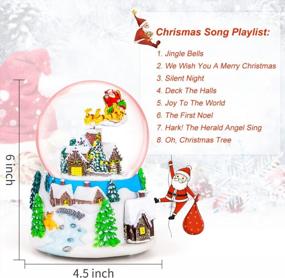 img 2 attached to Музыкальный снежный шар Санта-Клауса с блестками и деревенской сценой, играет 8 рождественских песен - идеальный рождественский подарок для девочек, женщин, подруг, дочери, сына или внучки