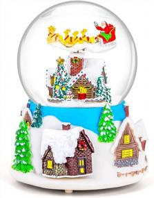 img 4 attached to Музыкальный снежный шар Санта-Клауса с блестками и деревенской сценой, играет 8 рождественских песен - идеальный рождественский подарок для девочек, женщин, подруг, дочери, сына или внучки