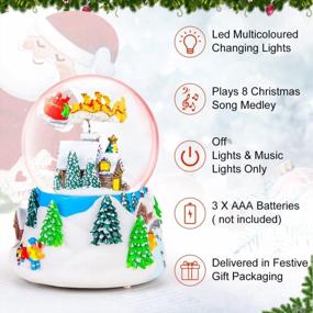 img 3 attached to Музыкальный снежный шар Санта-Клауса с блестками и деревенской сценой, играет 8 рождественских песен - идеальный рождественский подарок для девочек, женщин, подруг, дочери, сына или внучки