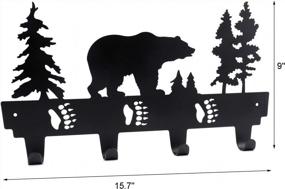 img 2 attached to Черная настенная вешалка с изображением медведя - 4 крючка, декоративный ключ, сумка и вешалка для одежды для прихожей, ванной комнаты, спальни и кухни
