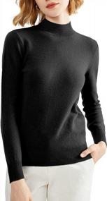 img 4 attached to Women'S Basic Mock Turtleneck Long Sleeve Tunic Sweater Pullover Top Winter Layering Essential