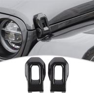 🔒 cherocar carbon fiber jeep hood lock latch cover brackets - external accessories stickers for 2018-2021 jeep wrangler jl jlu & 2020-2021 gladiator jt logo