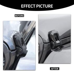 img 3 attached to 🔒 CheroCar Carbon Fiber Jeep Hood Lock Latch Cover Brackets - External Accessories Stickers for 2018-2021 Jeep Wrangler JL JLU & 2020-2021 Gladiator JT