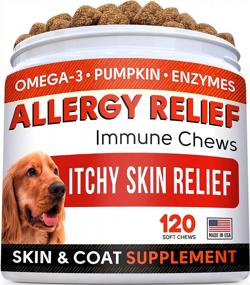 img 4 attached to Chicken Flavor Chews: Allergy Relief Dog Treats W/ Omega 3, Pumpkin, Enzymes & Turmeric - Itchy Skin & Hot Spot Relief!