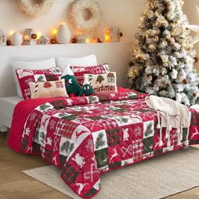 img 3 attached to Add Festive Cheer To Your Bedroom With TILLYOU'S Multicolor Printed Christmas Quilts And Pillowcases - Queen Size (90"X96")