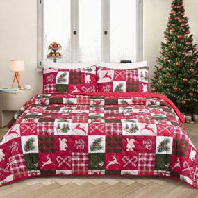 img 4 attached to Add Festive Cheer To Your Bedroom With TILLYOU'S Multicolor Printed Christmas Quilts And Pillowcases - Queen Size (90"X96")