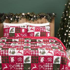 img 2 attached to Add Festive Cheer To Your Bedroom With TILLYOU'S Multicolor Printed Christmas Quilts And Pillowcases - Queen Size (90"X96")