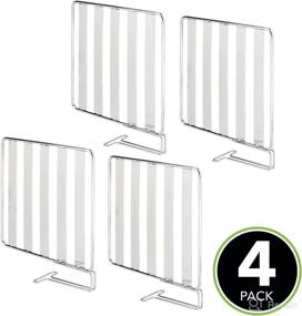 img 3 attached to 📦 mDesign Wire Shelf Divider and Separator for Bedroom, Bathroom, Kitchen, and Office - Versatile Storage and Organization Solution - Easy Install - 4 Pack - Chrome