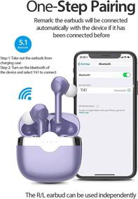 img 1 attached to YHT Wireless Earbuds With Bluetooth 5.3, 4-Mics Clear Calls, ENC Noise Cancelling, 30H Playtime, Deep Bass, Waterproof Sports Earbuds For IPhone And Android (Purple)