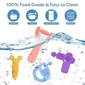 img 2 attached to Silicone Bear Mitten Teether Set - BPA Free Teething Toys for Babies 3-12 Months - Relief for Newborns - Freezer Safe - 5 Pack, Ideal as Car Seat Toy