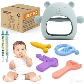 img 4 attached to Silicone Bear Mitten Teether Set - BPA Free Teething Toys for Babies 3-12 Months - Relief for Newborns - Freezer Safe - 5 Pack, Ideal as Car Seat Toy