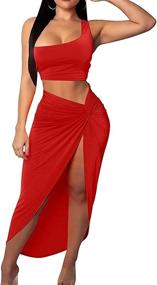 img 2 attached to Yllision Cianine Pieces Outfit Halter Women's Clothing - Skirts