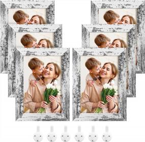 img 4 attached to 6-Pack 5X7 Rustic Distressed White Farmhouse Picture Frames With High Definition Glass For Tabletop Display & Wall Mounting Home Decorative Photo Frame Set