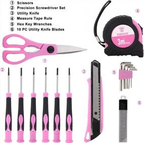 img 1 attached to 🛠️ Pink DEKO Tool Set: 110-Piece Household Kit for DIY Projects & Home Maintenance – Portable with Carrying Pouch, Ideal for Ladies