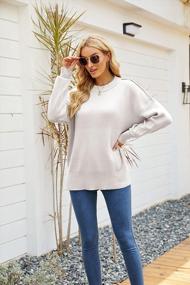 img 3 attached to Women'S Batwing Sleeve Pullover Sweater - Loose Side Split, Oversized Solid, Drop Shoulder Slouchy Mock Neck Top