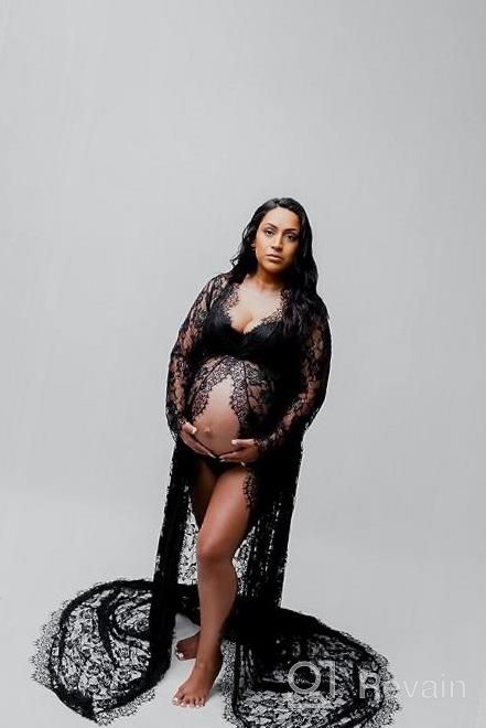 img 1 attached to Show Off Your Baby Bump In Style With ZIUMUDY Maternity Lace Maxi Dress For Photography review by Chad Michels