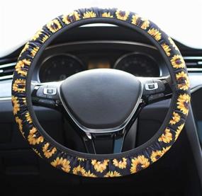 img 3 attached to 🌻 Hzran Sunflower Steering Wheel Cover, Universal 15 Inch Anti Slip Wheel Protector for Cars, SUVs, and Trucks, Cute Floral Car Steering Wheel Cover for Women, Lady - Enhancing Grip & Style