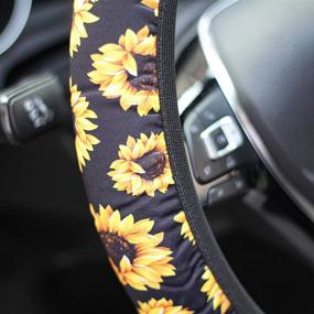 img 2 attached to 🌻 Hzran Sunflower Steering Wheel Cover, Universal 15 Inch Anti Slip Wheel Protector for Cars, SUVs, and Trucks, Cute Floral Car Steering Wheel Cover for Women, Lady - Enhancing Grip & Style