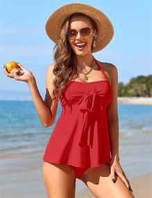img 2 attached to Women'S Halter Bandeau Self-Tied Tankini Swimsuit Set Two Piece Bathing Suit
