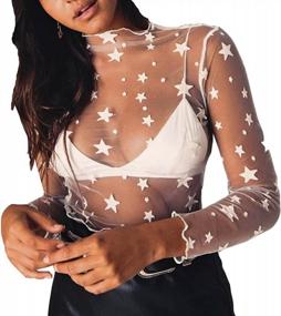 img 3 attached to Sheer Mesh Top With Stars For Women - Crop Cover Up Perfect For Beach And Swimwear