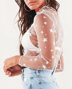 img 1 attached to Sheer Mesh Top With Stars For Women - Crop Cover Up Perfect For Beach And Swimwear