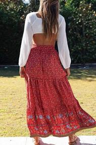img 1 attached to Женская юбка макси с высокой талией в стиле бохо с карманами и цветочным принтом