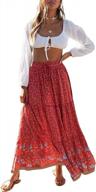 women's boho floral print high waist a line maxi skirt with pockets logo