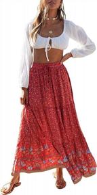 img 4 attached to Женская юбка макси с высокой талией в стиле бохо с карманами и цветочным принтом